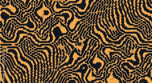 Schilderij op canvas Abstract retro orange circuit maze pattern