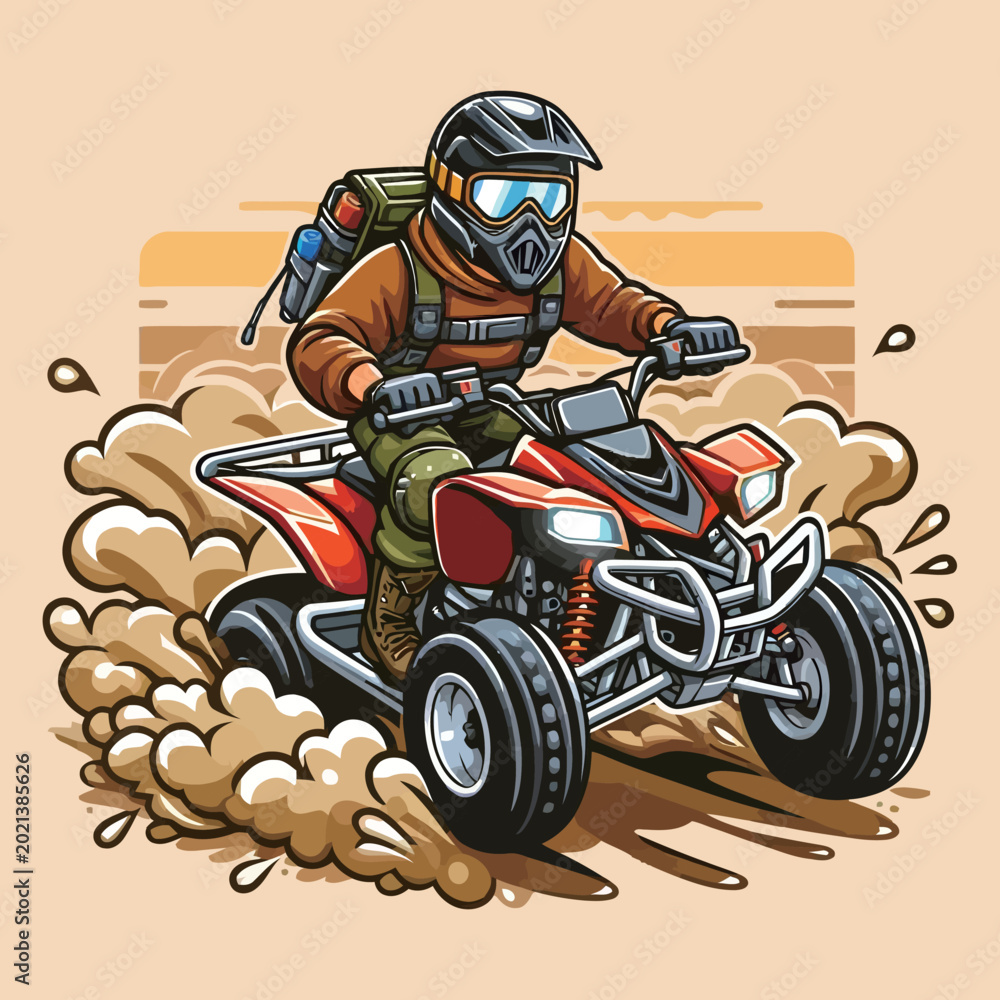 Obraz premium Vector Cartoon Racing Motorcycles