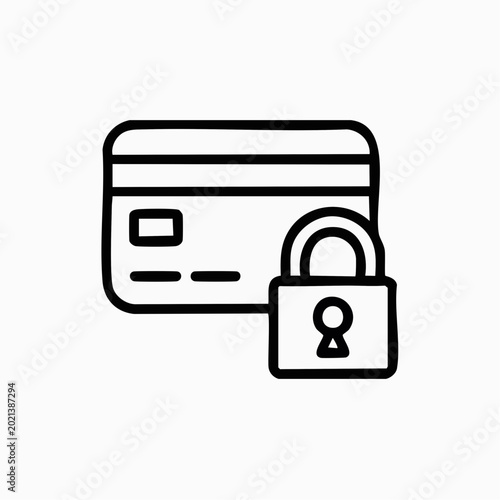 Credit card with padlock for secure payment transactions