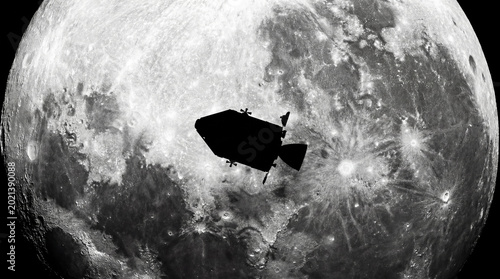 Apollo Spacecraft Silhouette Passing in Front of the Full Moon