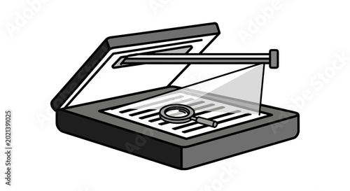 Quadro su tela Scanner device with open lid.