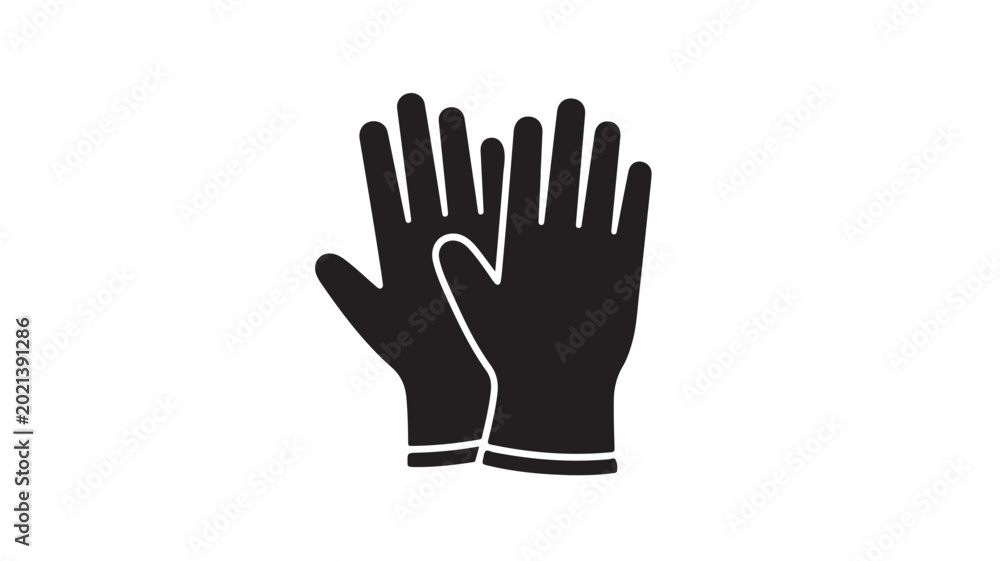 Fototapeta premium Black hand gloves pair holding heart shape vector illustration flat design
