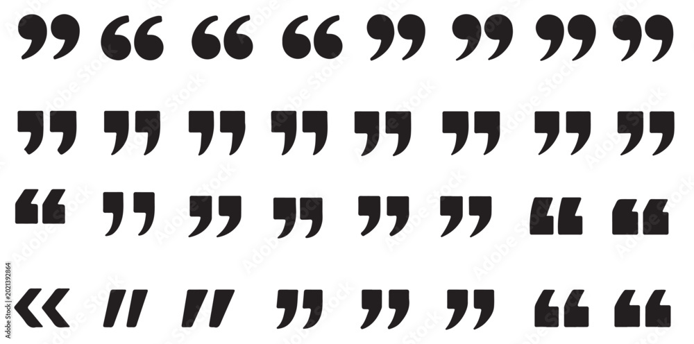 Fototapeta premium Set of quote mark icons isolated on white background. Quotation marks .Black quotes icon collection