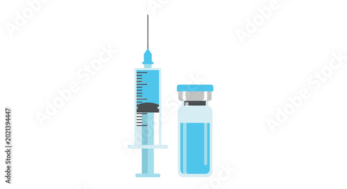 Tableau sur toile Medical Syringe and Vaccine Vial.