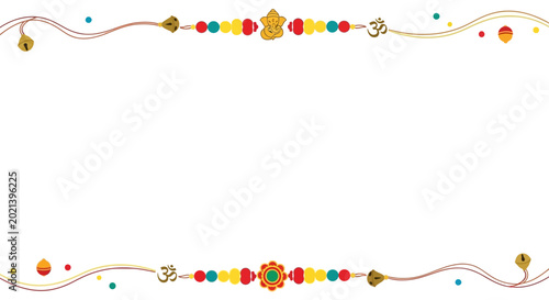 Canvastavla Decorative Rakhi Border Frame with Indian Festival Symbols.