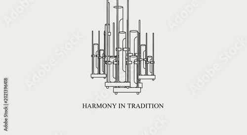 Slika na platnu Minimalist Line Art Illustration of Indonesian Angklung Traditional Musical Instrument