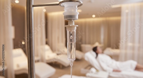 IV drip chamber with drop in luxury wellness spa