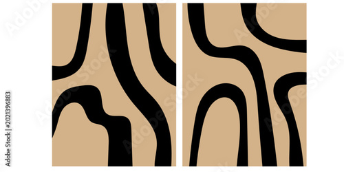 A collection of simple, contemporary illustrations. Hand-drawn animal print. Stripes of a fabulous animal.