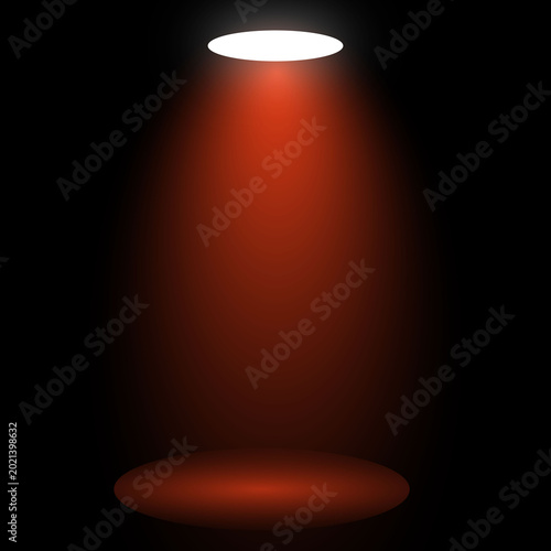 Illuminated Stage: A dramatic spotlight casts a vibrant yellow glow onto a shadowed stage, creating a striking contrast of light and dark.