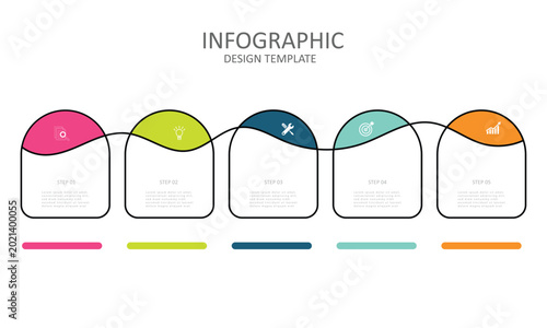 Infographic design template with place for your data. Business concept with 5 steps or options. Vector illustration.