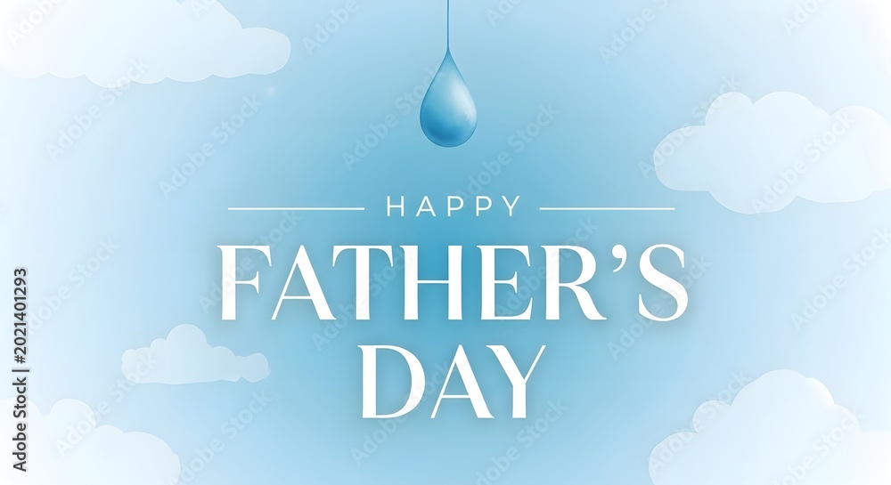 Fototapeta premium Happy Father's Day greeting card with blue sky and clouds background