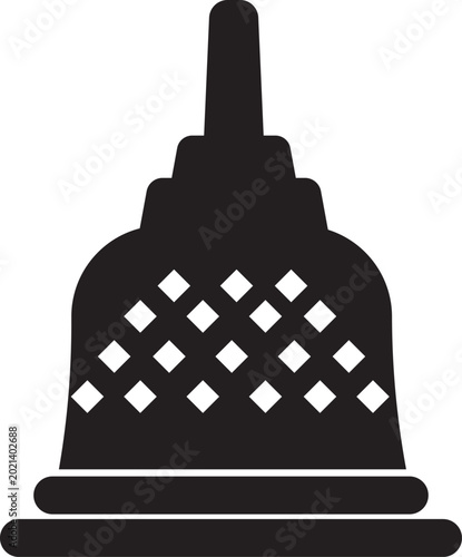 Billede på lærred Buddhist Stupa Silhouette Vector - Religious Monument Architecture