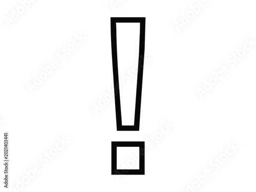 A clear, bold outline of an exclamation mark symbol on a plain white background, indicating warning or emphasis.
