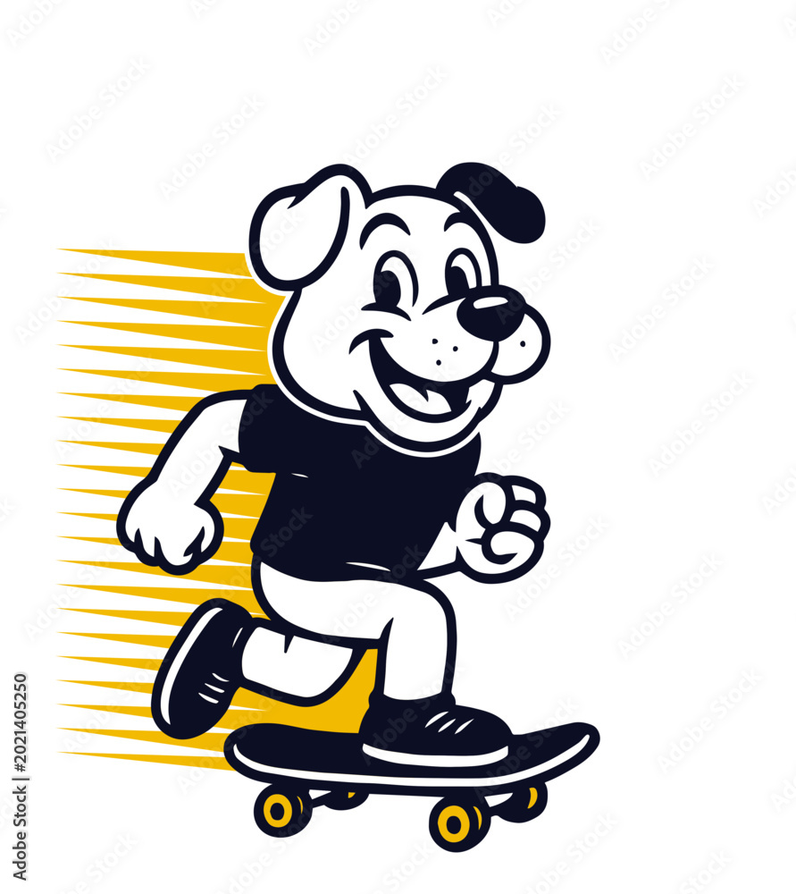 Fototapeta premium Playful cartoon dog skateboarding design