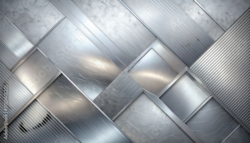 3D panoramic silver metallic background, modern geometric gradient digital technology wallpaper, luxurious patterned website banner, high-quality ultra-realistic matte texture.