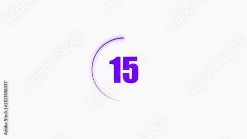20 seconds countdown timer black color circle animation with transparent white background. Abstract beautiful countdown icon blue from 20 seconds to 0 seconds. 