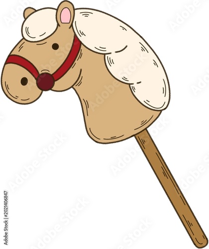 Cute Wooden Hobby Horse Toy Illustration