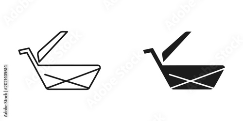 Cuadro en lienzo Simple flat design shopping cart with open lid and filled version icons