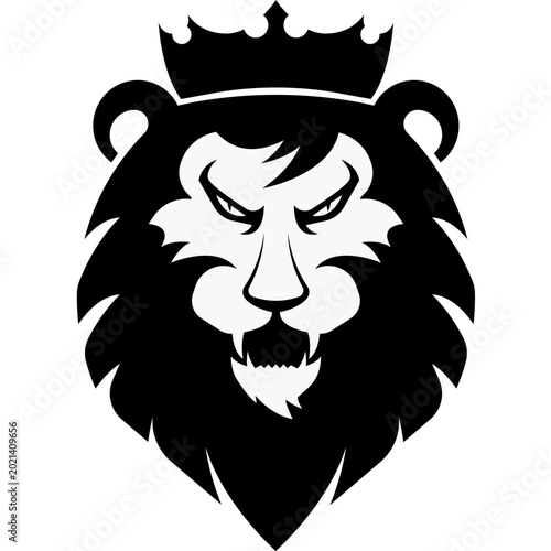 Εκτύπωση καμβά Bold lion graphic with regal crown design for apparel