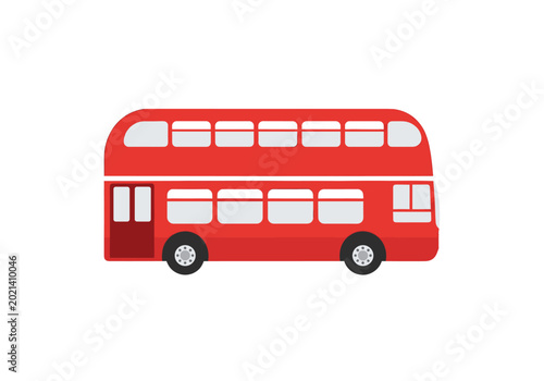 Red double decker bus vector icon isolated on white