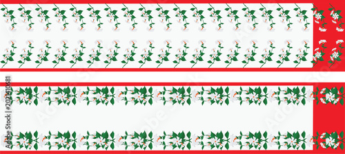 parijat flower saree, saree design illustration, seuly ful saree