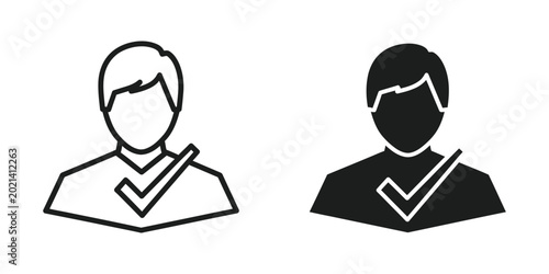 Schilderij op canvas Two silhouetted people wearing lanyards with checkmarks