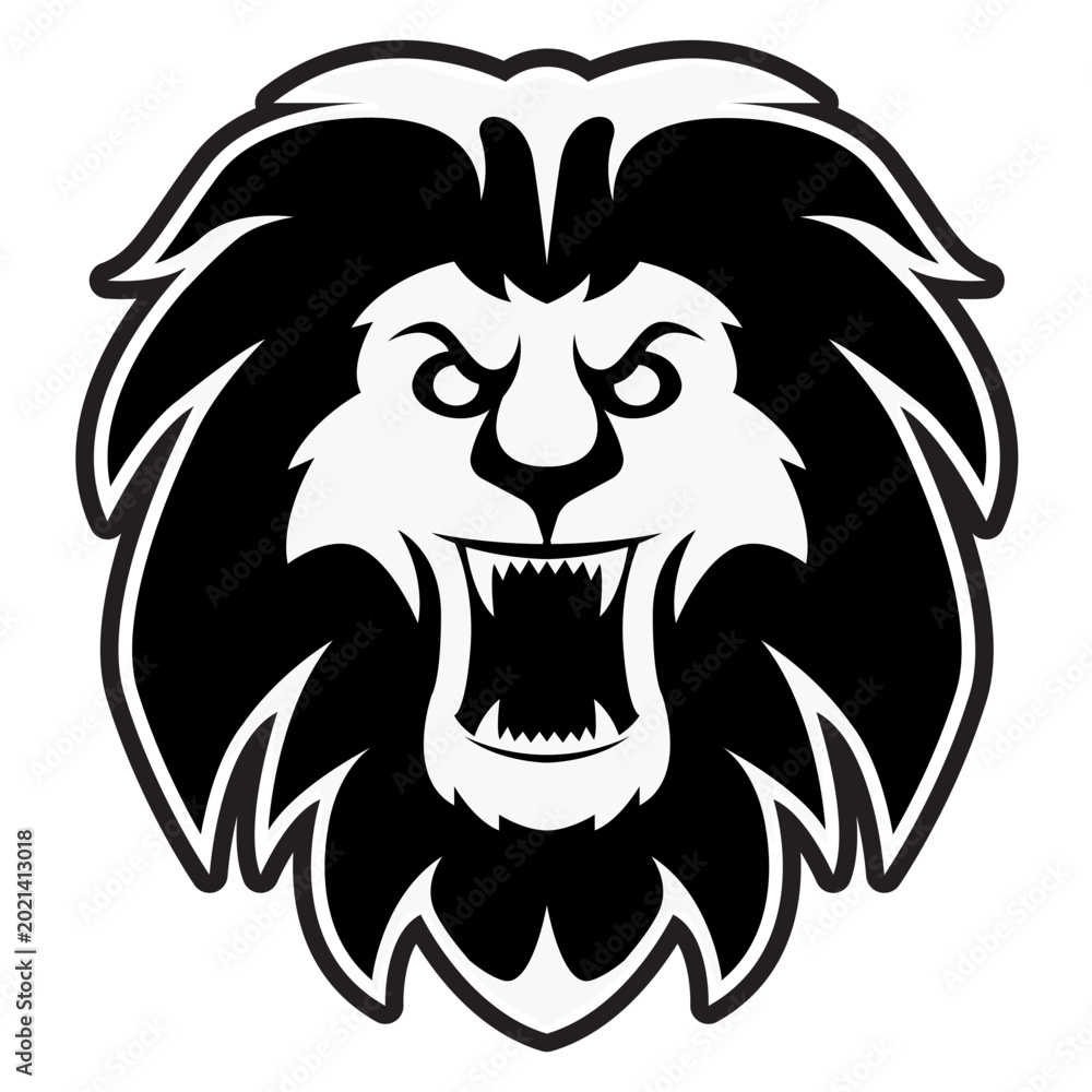Fototapeta premium Aggressive lion face illustration design
