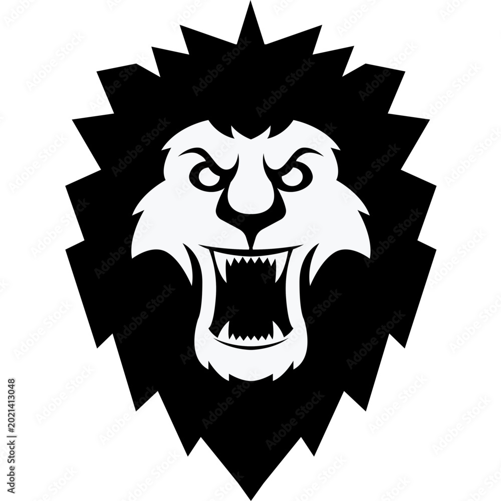Fototapeta premium Angry lion face graphic illustration design
