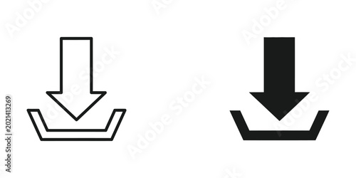 Photos Simple download arrow icon with open bracket ends