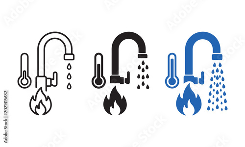 Water Temperature Faucet Symbol Collection