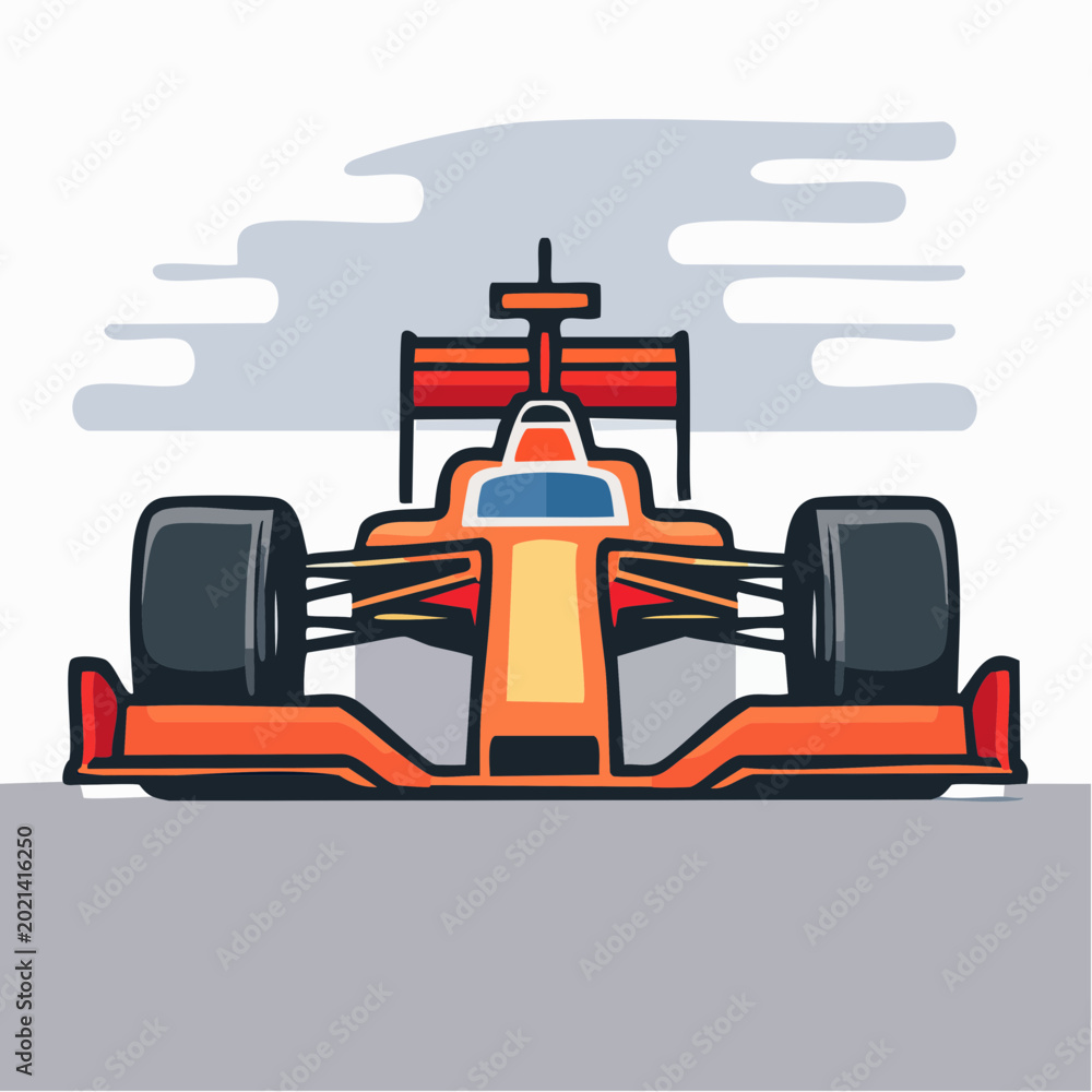 Fototapeta premium Orange Formula 1 Racing Car Illustration