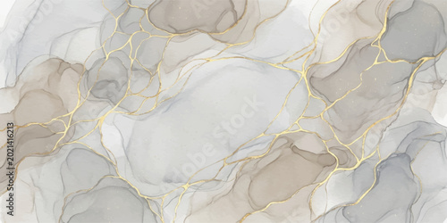 Obraz na płótnie Abstract fluid artwork in neutral and elegant tones with gold accents, perfect f