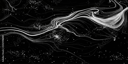 Fotografie Abstract black and white smoke background with blue light wave curves and winter