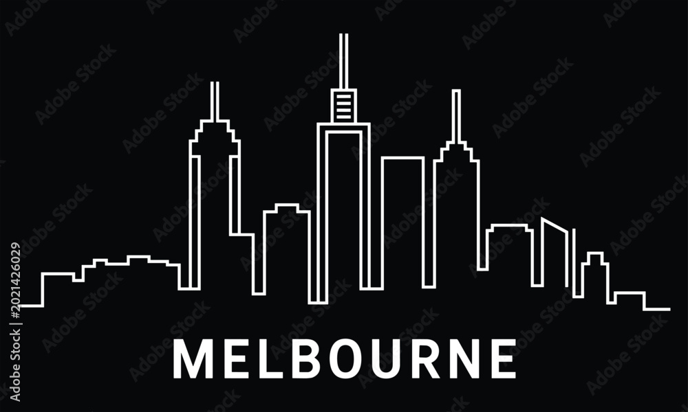 Fototapeta premium Black and white of melbourne skyline with skyscrapers