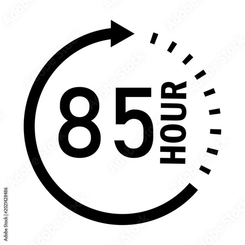 Photos Minimalist 85-hour service icon, black and white eighty-five hours timer vector,