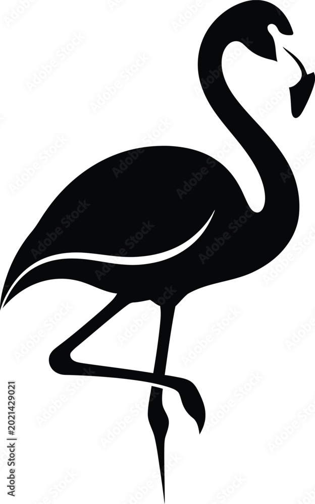 Obraz premium Flamingo silhouette vector illustration of cute pink bird wildlife design silhouette art vector nature symbol standing flamingo elegant animal artwork
