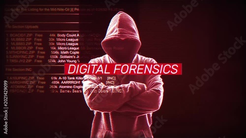 Digital forensics trendy and powerful words on digital screen message on computer screen