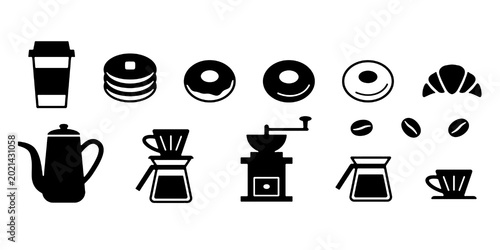 Foto Illustration icons of cafes and coffee shops
