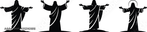 Photos Jesus Christ standing with open arms silhouette