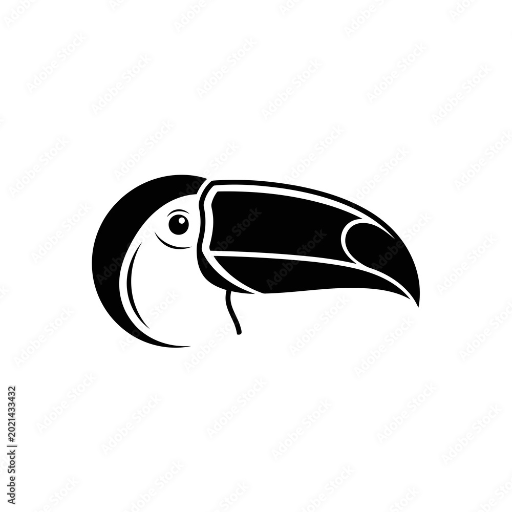 Naklejka premium Black and white illustration of a toucans head