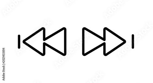 Rewind and fast forward media controls icons with controls interface navigation playback backward previous timeline multimedia software function