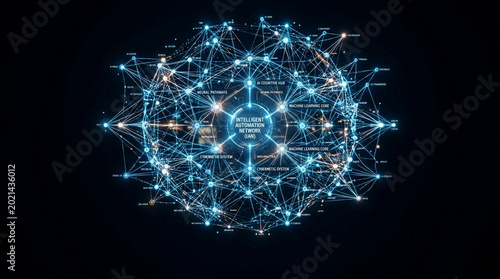 Digital brain neural network glowing with interconnected nodes and data flow on black background