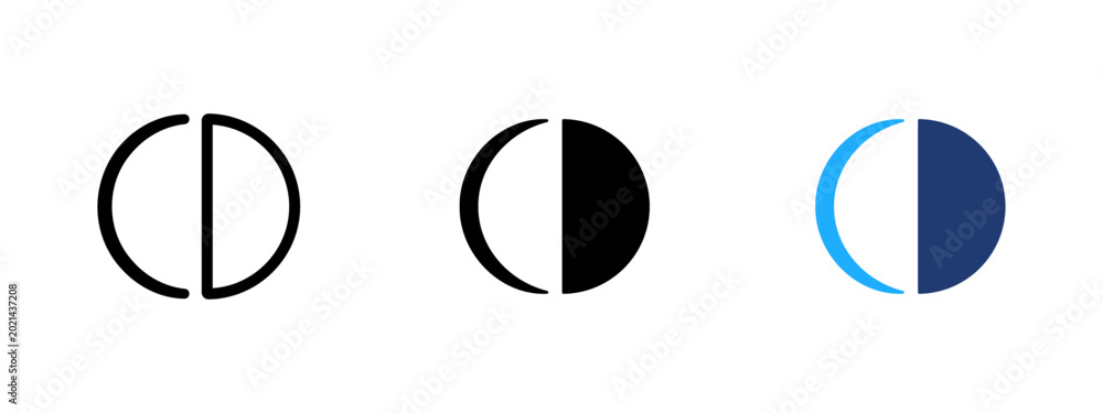 Fototapeta premium Contrast icon. Brightness symbol. Light and dark sign. Display mode pictogram for screen, adjustment, interface, photo editing and visual settings.