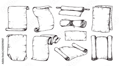 Tableau sur toile Scroll sketch set