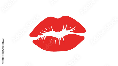 Tableau sur toile Red lips makeup beauty symbol icon.