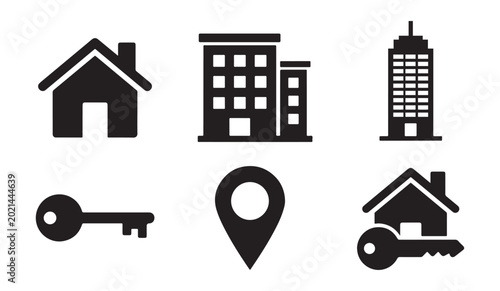 Konstfotografi Real estate icon set