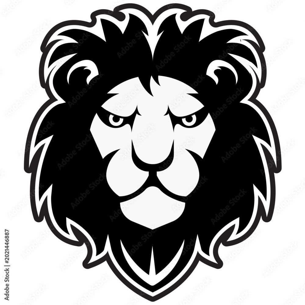 Fototapeta premium Stylized lion face graphic design featuring intricate mane details t-shirt design