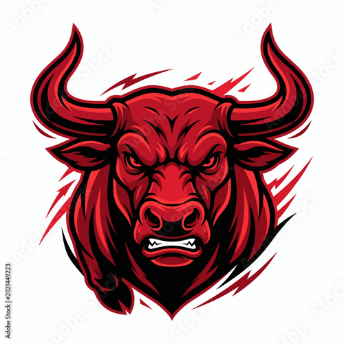 Foto Red angry bull head illustration.