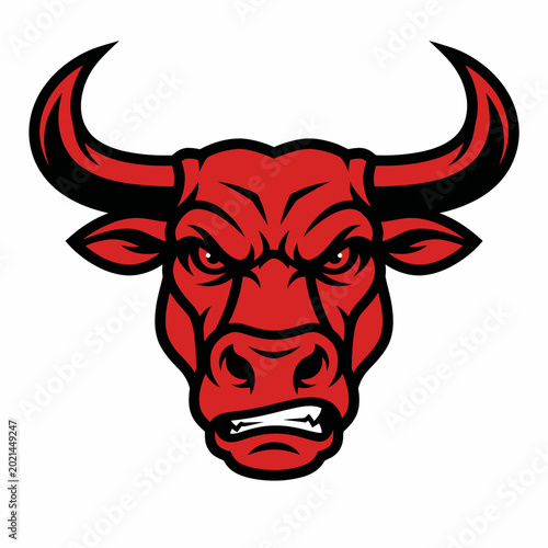 Принти на полотні Red bull head with horns logo.