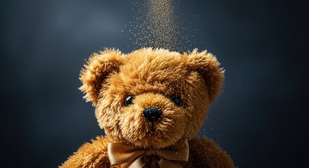 Close-up of a cute brown teddy bear looking forward